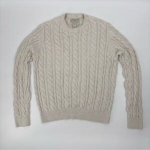 St John’s Bay Cable Knit Sweater Men’s XL Ivory Beige Cotton Chunky Fisherman